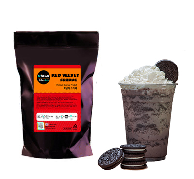 Red velvet flavoured premium frappe powder - its frappe powder. Suitable for use for a variety of ice blended beverages