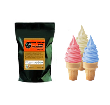 Real cacao chocolate flavour soft serve powder. Premium powder blended to perfection with high quality ingredients for soft ice cream application. Easy to prepare by mixing our powder with either water or milk.